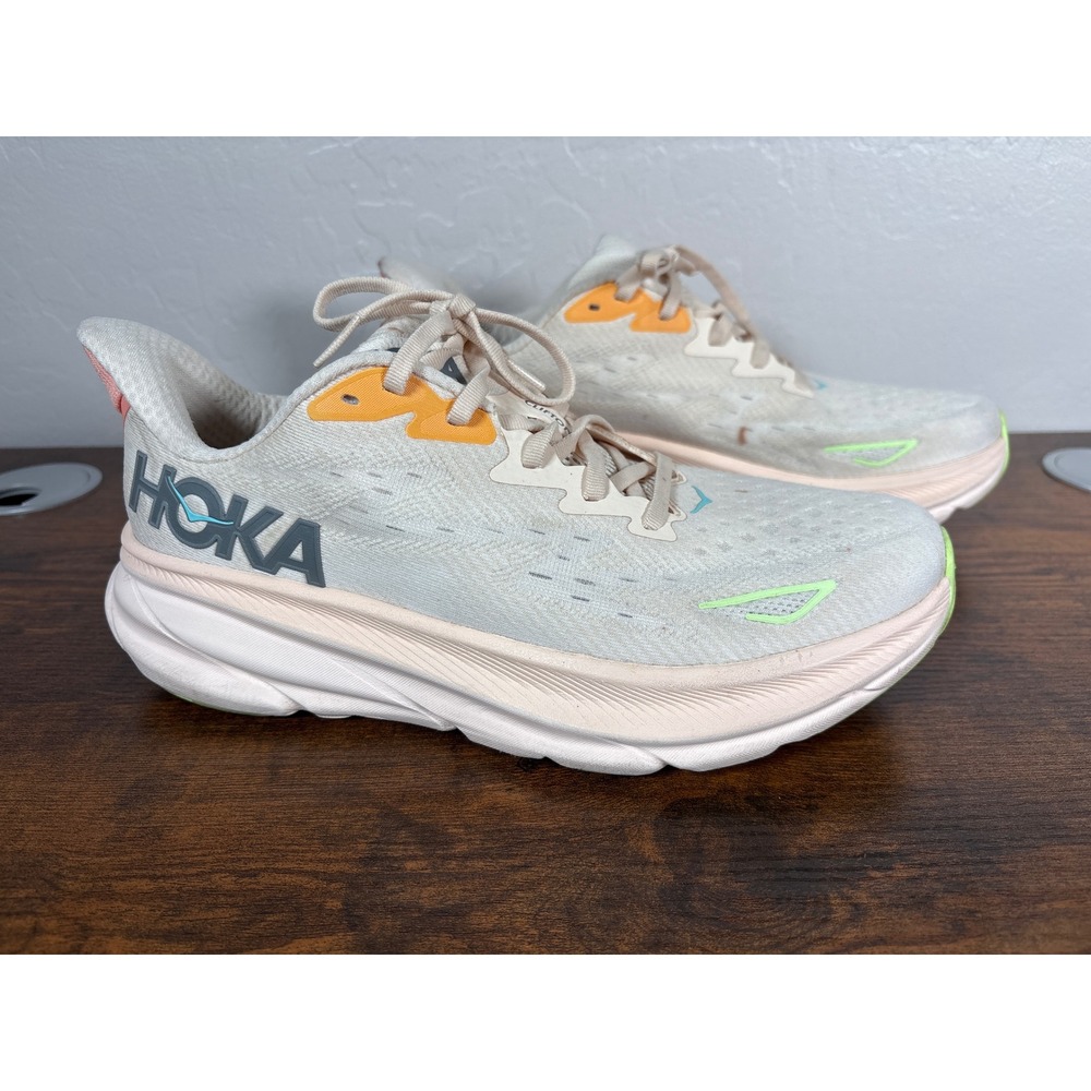 Hoka Clifton 9 Women 10 Running Shoes Vanilla Pink Sky 1127896 VLS Sneakers